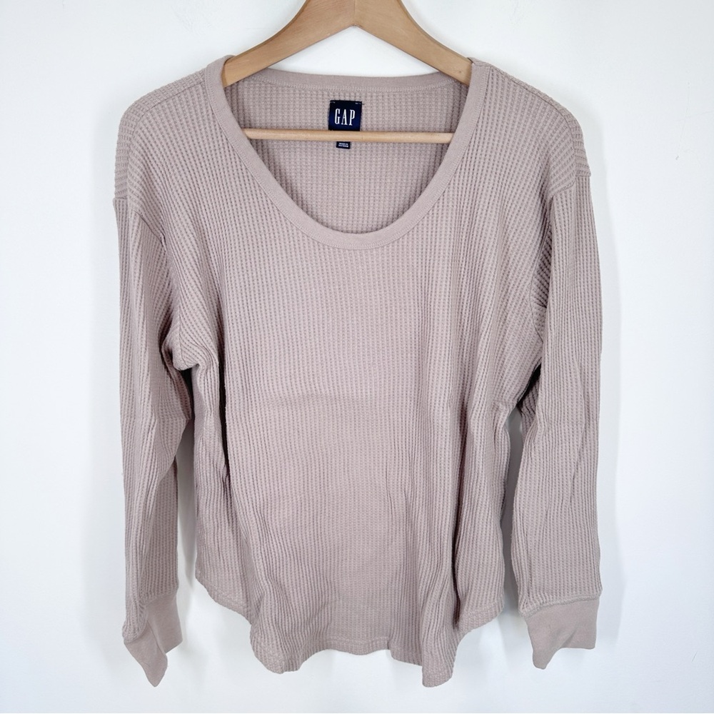 GAP Beige Chunky Waffle Knit Long Sleeve Top Size Small - Picture 1 of 6